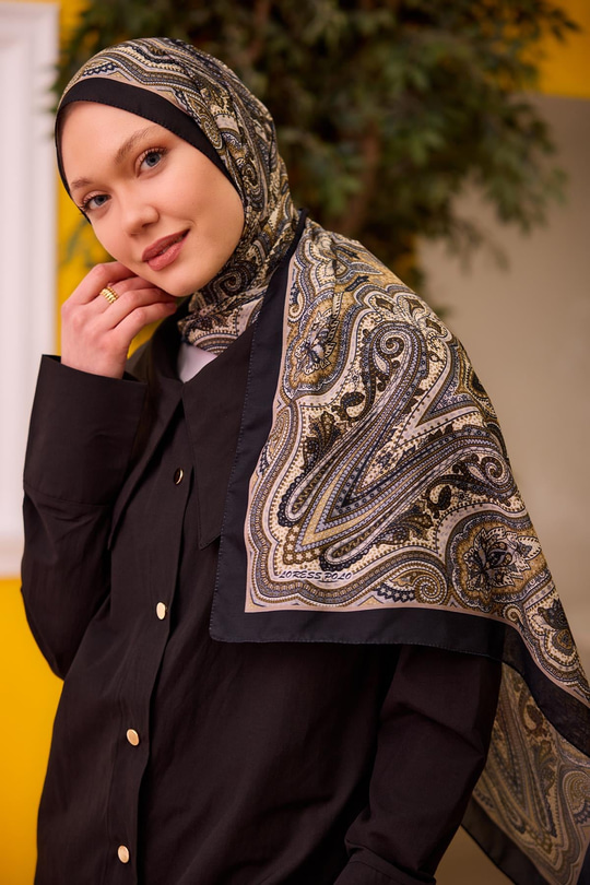 Etnik Desen Soft Şal Yağ Yeşil