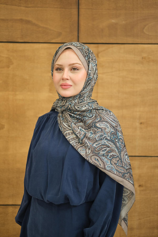 Etnik Yaprak Desen Şal Kül