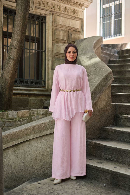 Asimetrik Kesim Takım Pembe