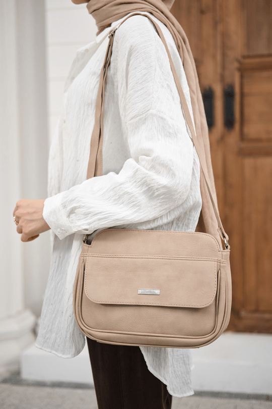 Fermuar Detaylı Çanta Vizon