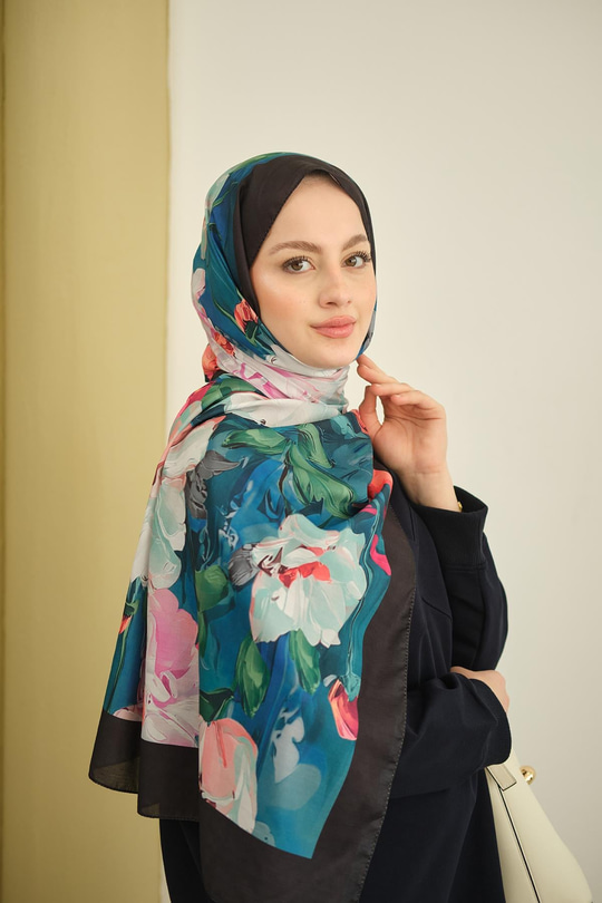 Fırça Desen Soft Şal Petrol Mavi