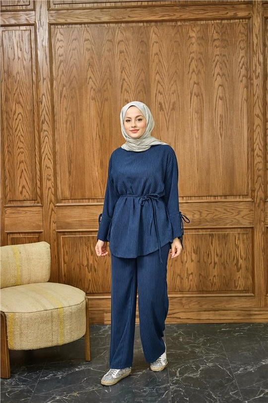 Fitilli İkili Takım Lacivert
