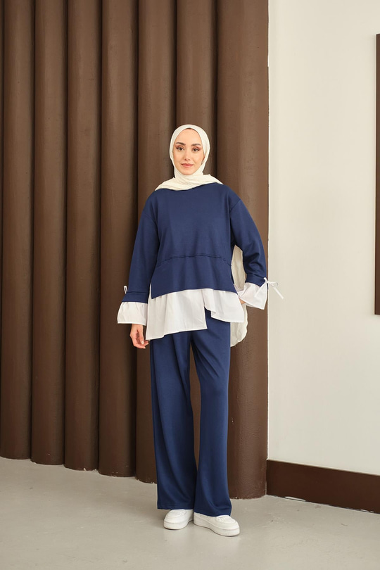 Garnili İkili Takım Lacivert