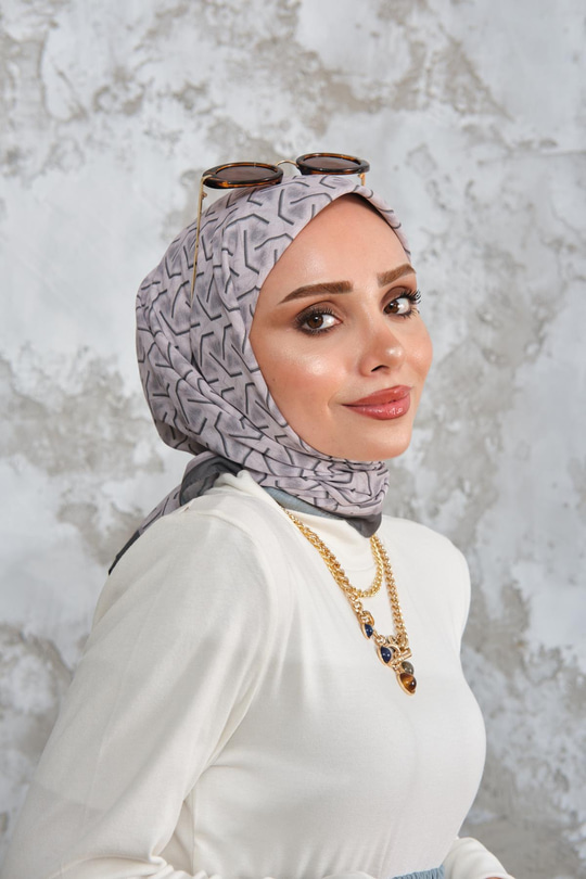 Geometrik Desen Eşarp Koyu Yeşil