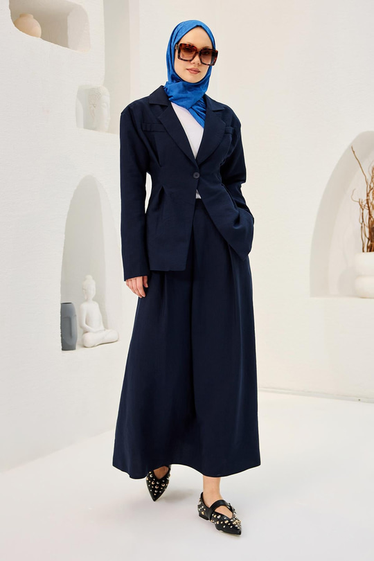 Gizli Cep Ve Önü Pile Detaylı Takım Lacivert