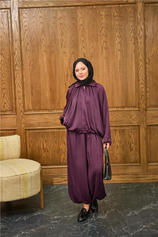 Gizli Fermuar Detay Takım Mürdüm