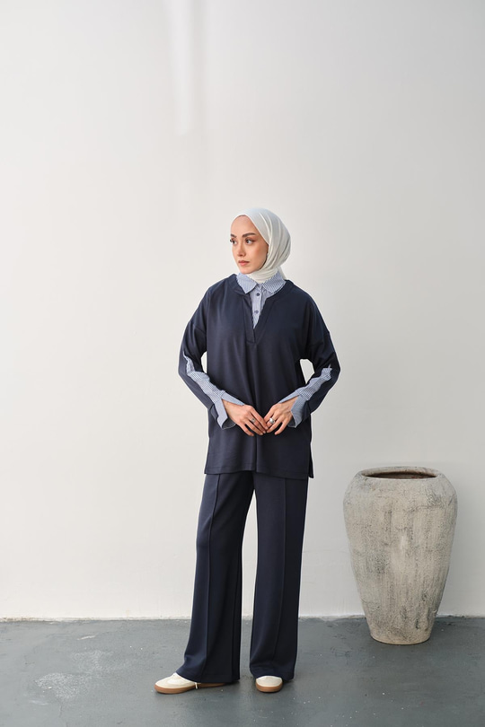 Gömlek Yaka İkili Takım Lacivert