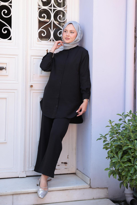 Gömlekli İkili Takım Siyah