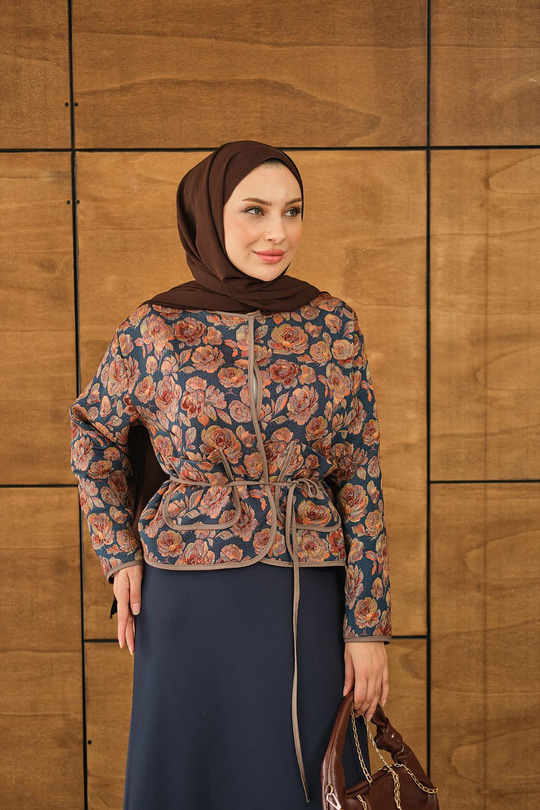 Gül Desen Ceket Kiremit