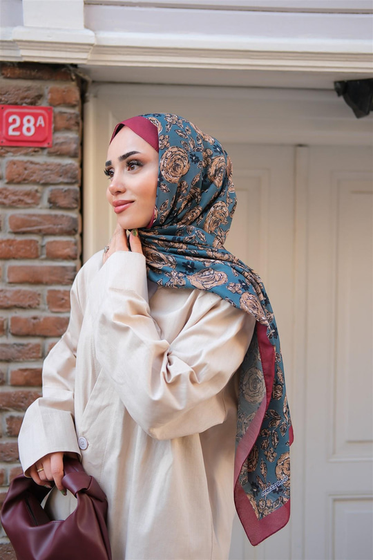 Gül Desen Soft Şal Bordo