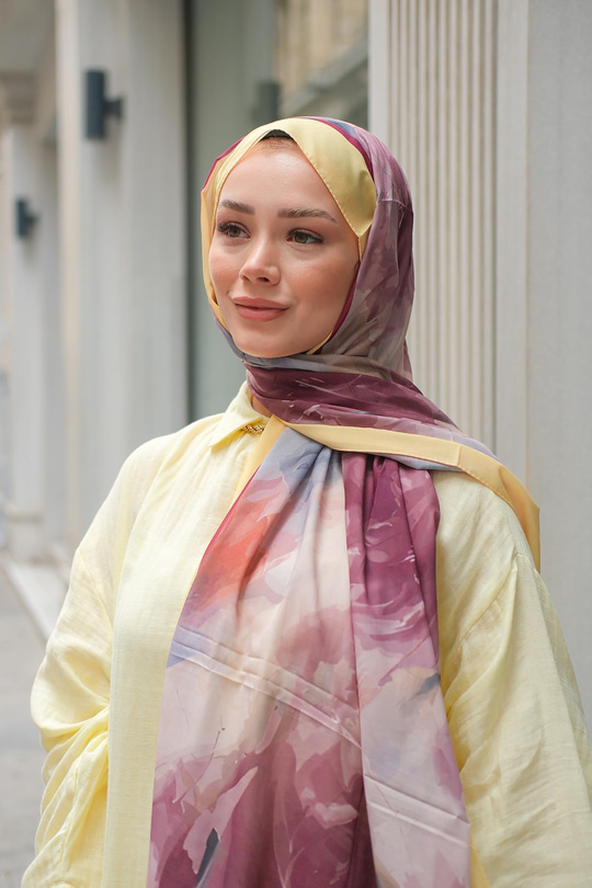 Gül Desen Soft Şal Sarı