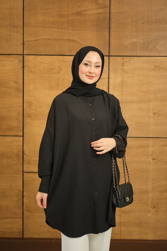 Hakim Yaka Basic Gömlek Siyah