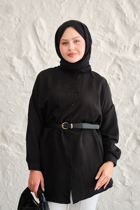 Hakim Yaka Basic Gömlek Siyah