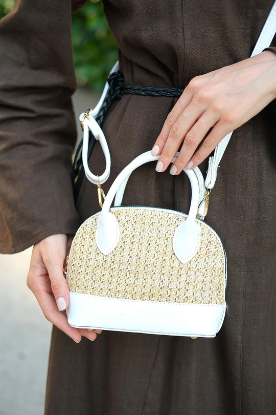 Hasır Çanta Beyaz