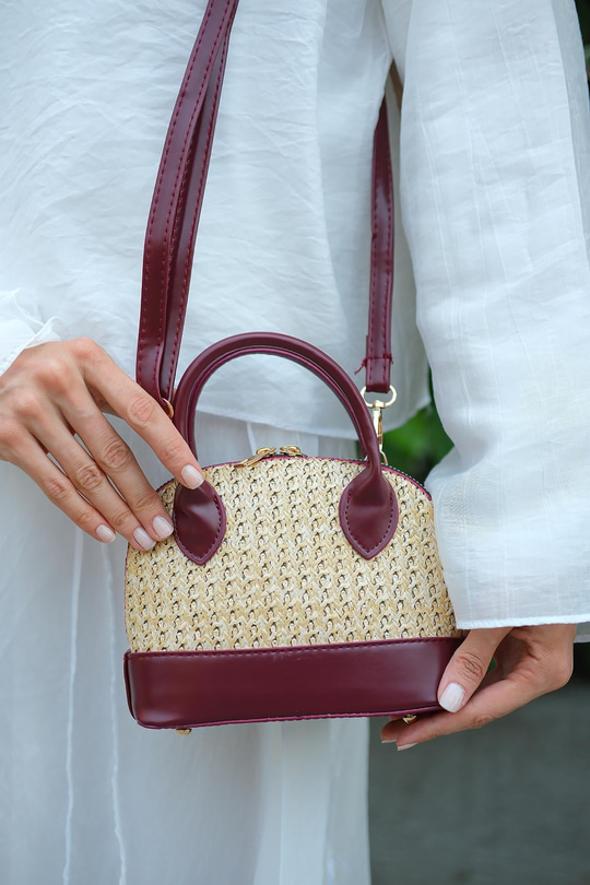 Hasır Çanta Bordo