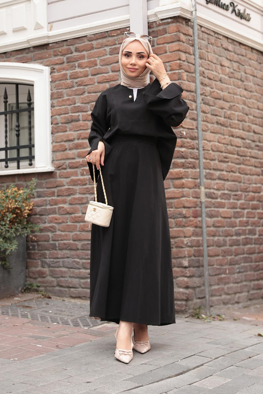 İnci Detaylı Takım  Siyah