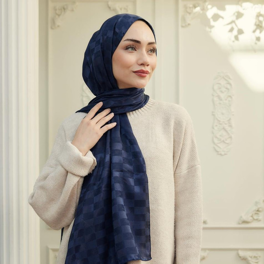 Ivory Desen Şal Lacivert