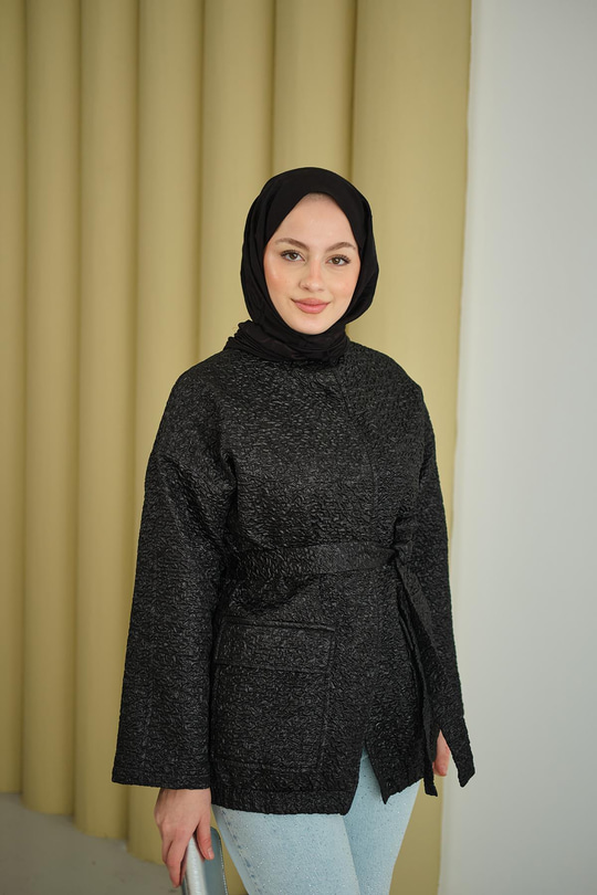 Jakar Çıtçıtlı Ceket Siyah