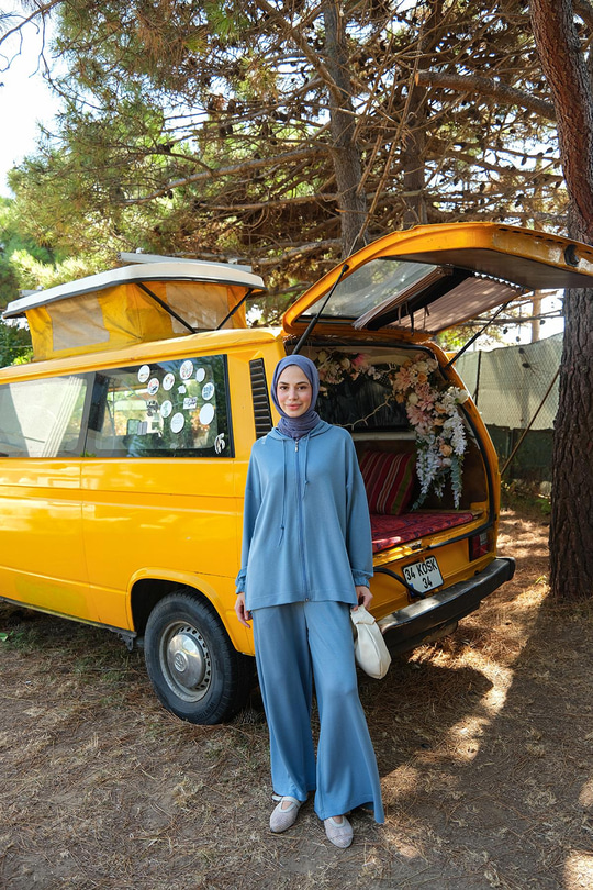 Kapüşonlu İkili Takım Açık Mavi