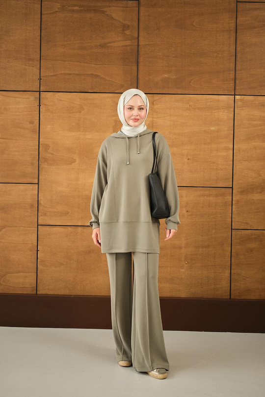 Kapüşonlu İkili Takım Yeşil
