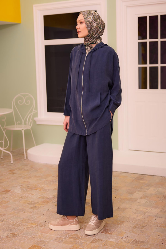 Kapüşonlu Modal Takım Lacivert