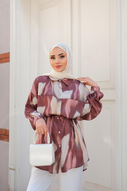 Karışık Desen Gömlek Kahverengi