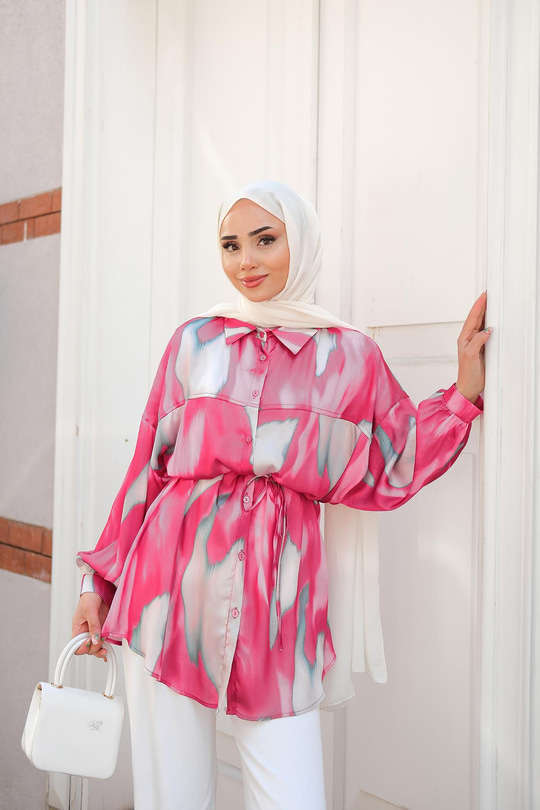 Karışık Desen Gömlek Pembe