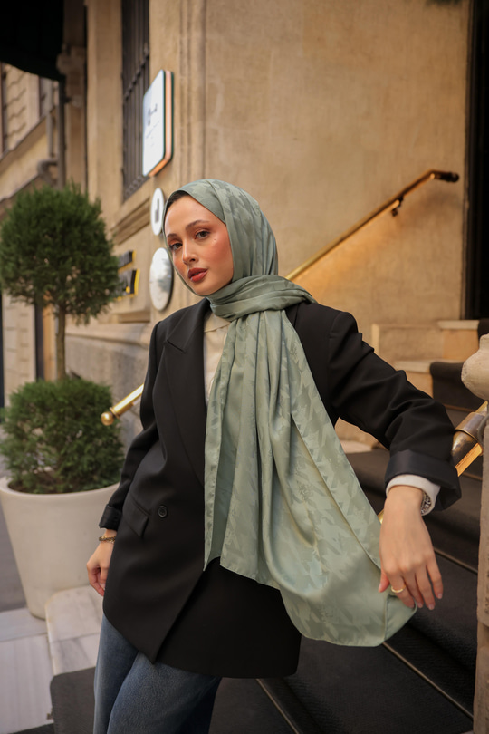 Kaz Ayağı Şal Su Yeşil