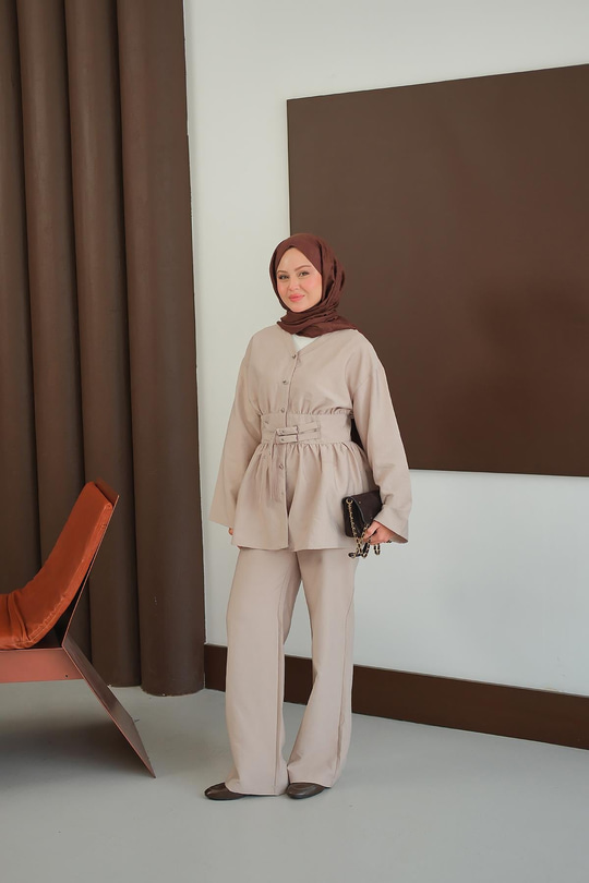 Kemer Detay İkili Takım Krem