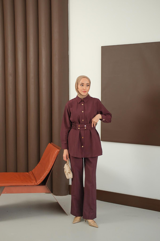 Kemer Detay Takım Bordo