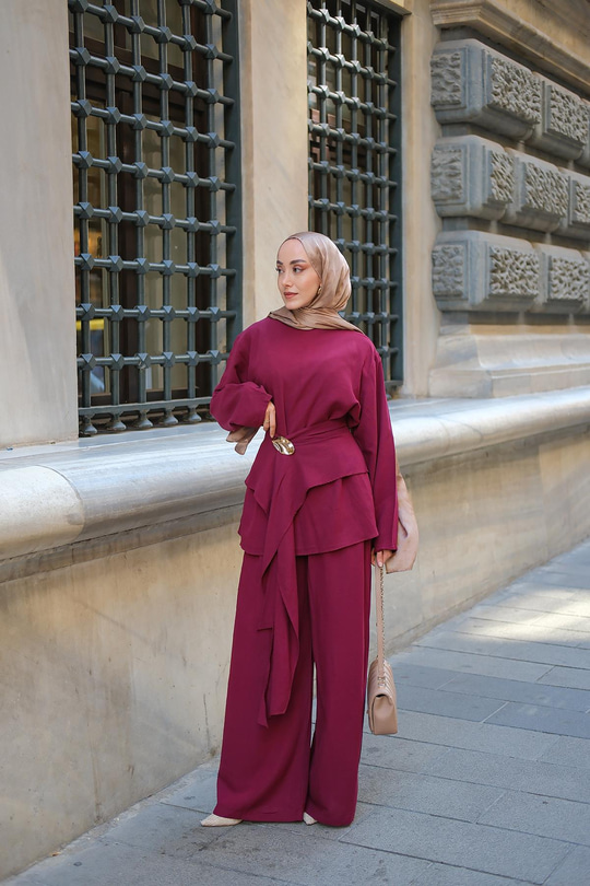 Kemer Detay Takım Bordo