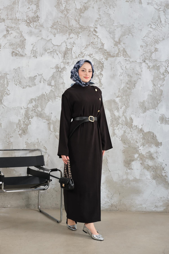 Kemerli Elbise Siyah