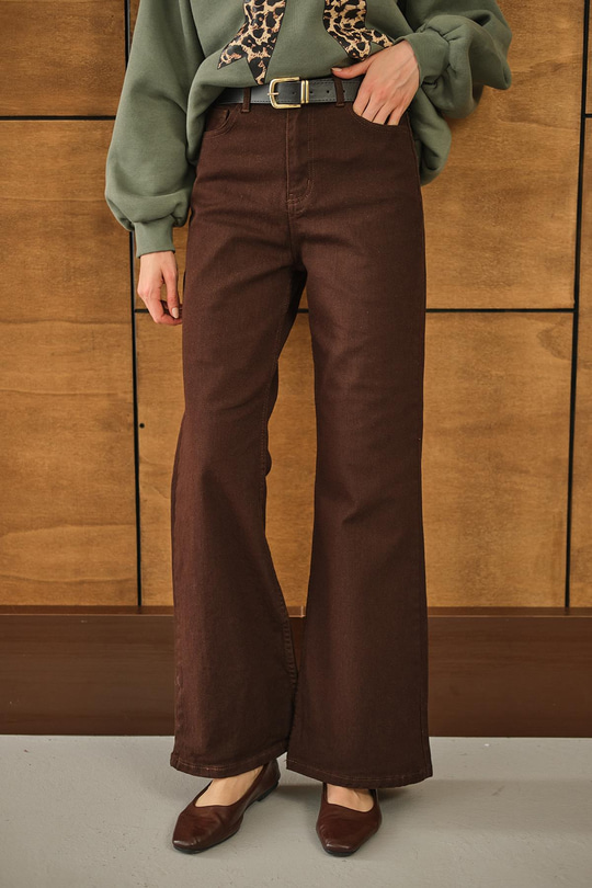 Kemerli Kot Pantolon Kahverengi