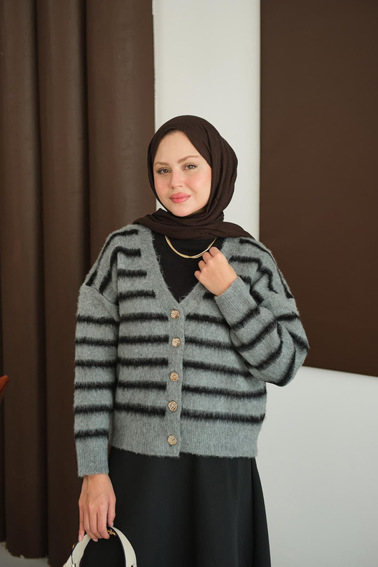 Kısa Triko Hırka Füme