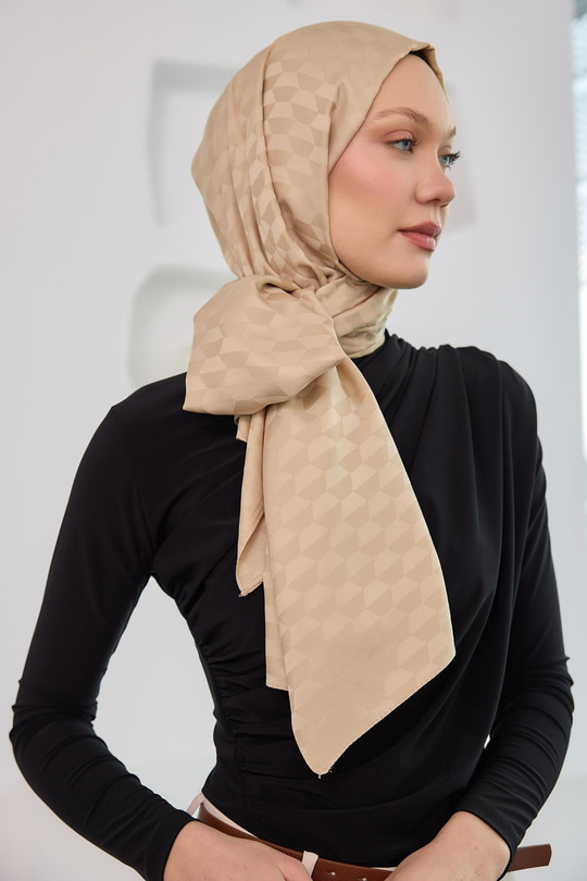 Koza Desen Jakar Şal  Kum Beji