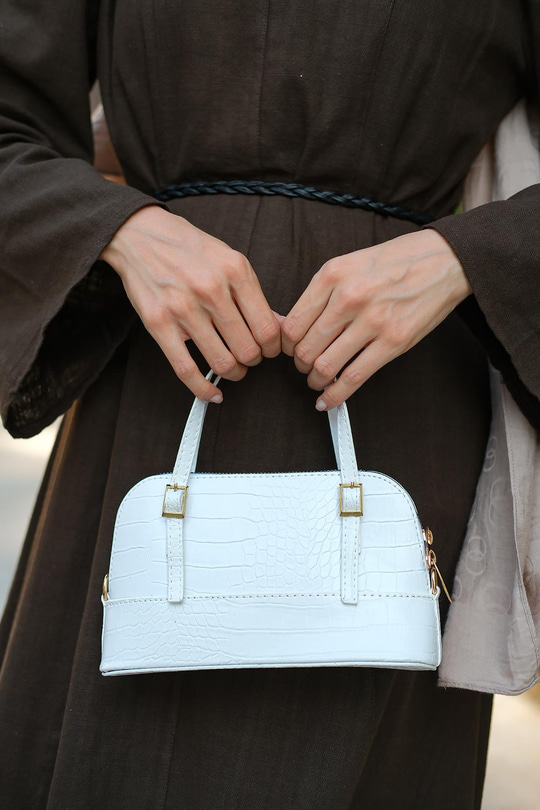 Krokanlı Çanta Beyaz