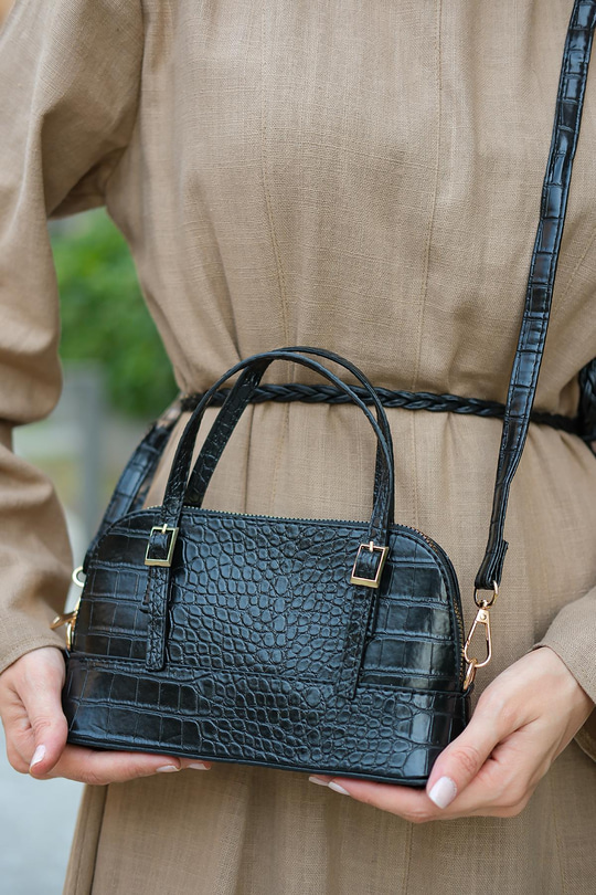 Krokanlı Çanta Siyah