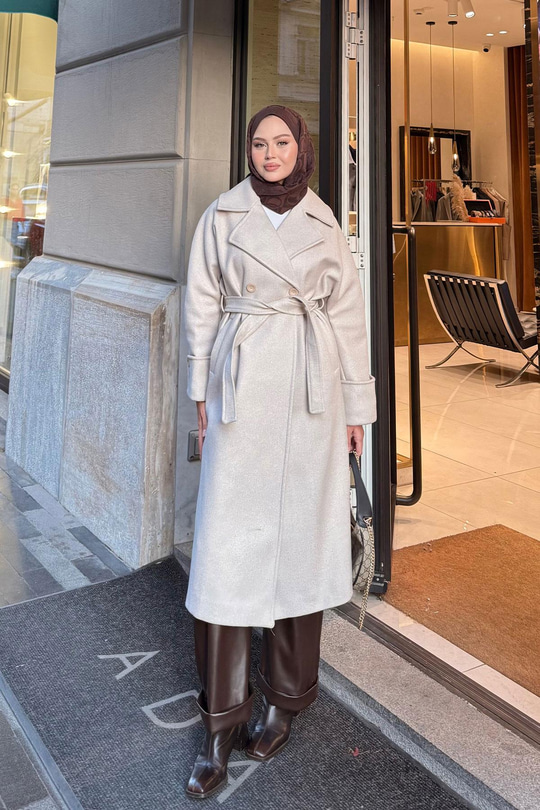 Kruvaze Yaka Kaşe Kaban Taş