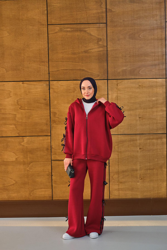 Kurdale Detaylı Takım Bordo