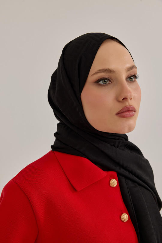 Lap Desen Şal Siyah