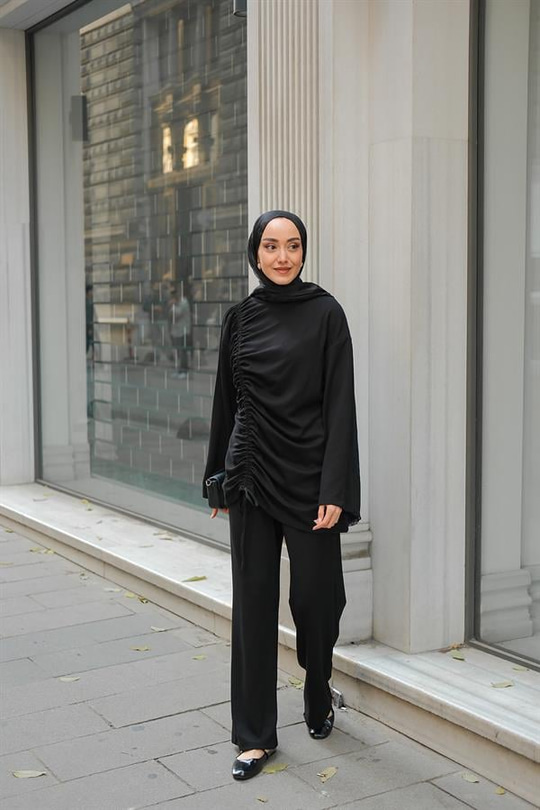 Lastik Detay İkili Takım Siyah