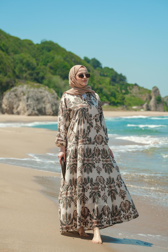 Mozaik Desen Elbise Yeşil