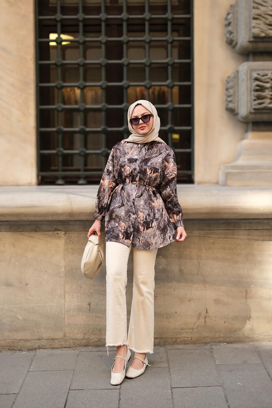 Nara Taşlanmış Oversize Gömlek Antrasit