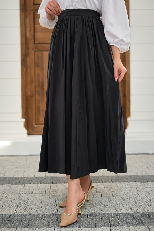 Önden Büzgülü Çift Cepli Etek Füme