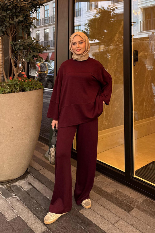 Önü Çima Detay Takım Bordo