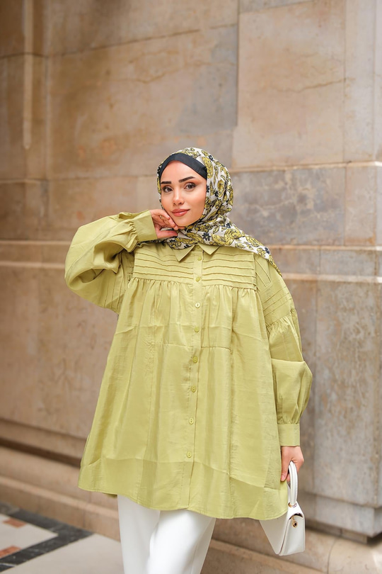 Önü Roba Detaylı Gömlek Yeşil