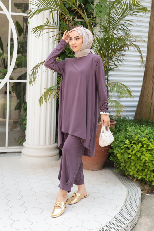 Paçası Lastik Detaylı Takım Vişne Çürüğü