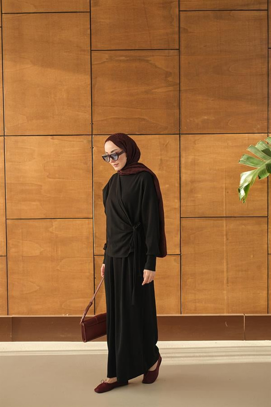 Parça Bağlamalı Elbise Siyah