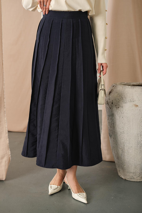 Parçalı Cupra Etek Lacivert