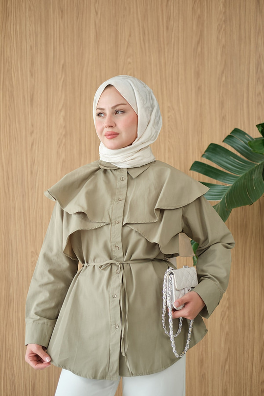 Pelerin Görünümlü Gömlek Küf Yeşil